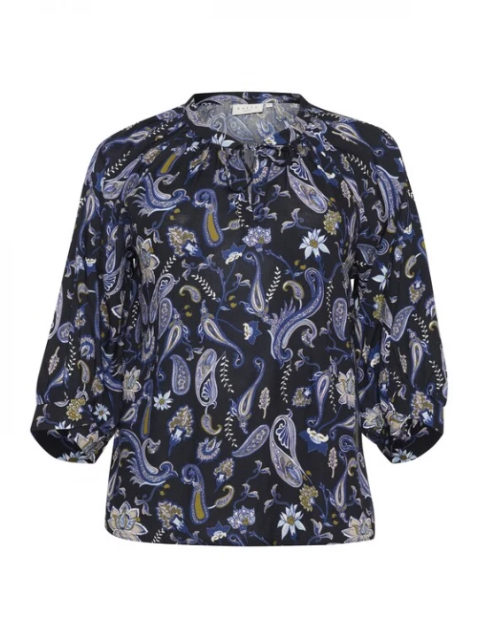 Foto van product KAFFE CURVE Blouse navy / riet / zwart / wit