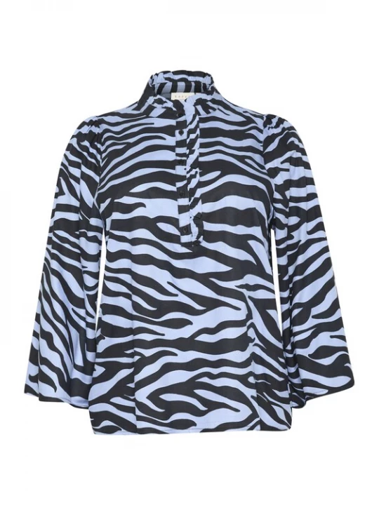 Foto van product KAFFE CURVE Blouse 'Olena' hemelsblauw / zwart