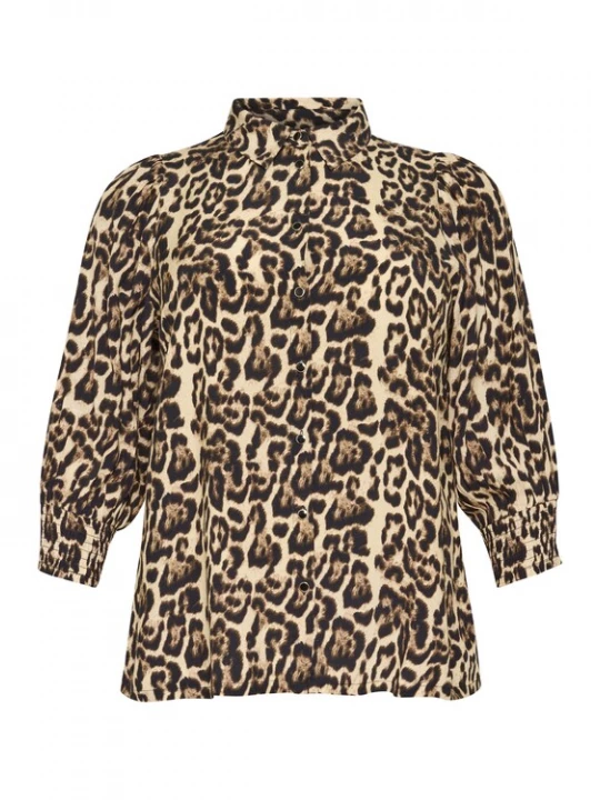 Foto van product KAFFE CURVE Blouse 'Perla' sand / bruin / zwart