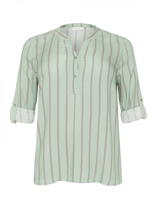 Foto van product KAFFE CURVE Blouse 'Sida' lichtgrijs / pastelgroen