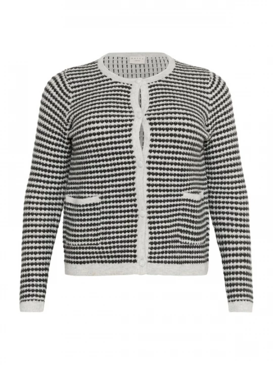 Foto van product KAFFE CURVE Gebreid vest 'Elanna' lichtgrijs / zwart