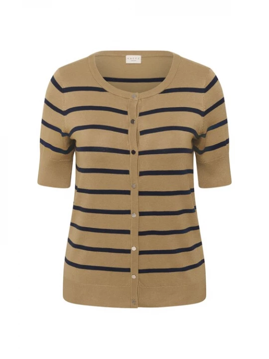 Foto van product KAFFE CURVE Gebreid vest 'KCLizzy' brokaat / zwart