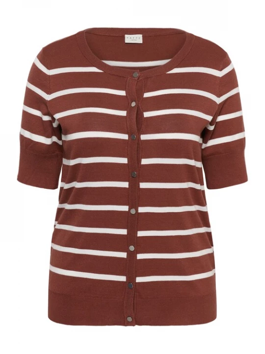 Foto van product KAFFE CURVE Gebreid vest 'KCLizzy' roestbruin / wit