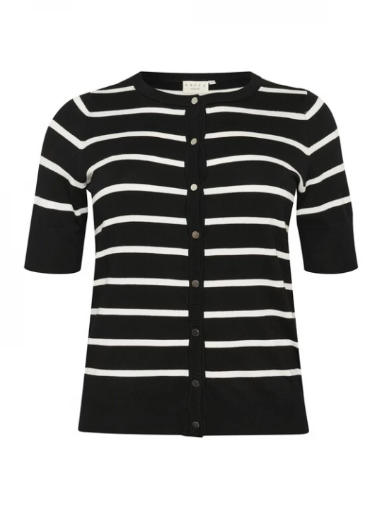 Foto van product KAFFE CURVE Gebreid vest 'KCLizzy' zwart / wit