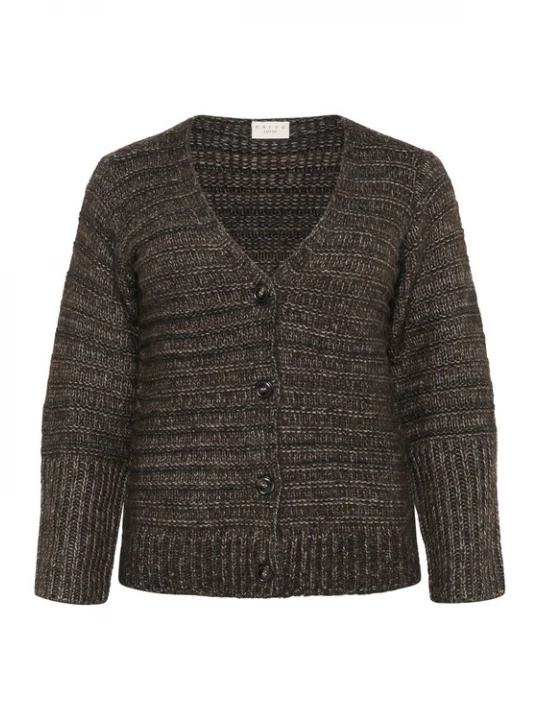 Foto van product KAFFE CURVE Gebreid vest 'KCMarina' donkerbruin