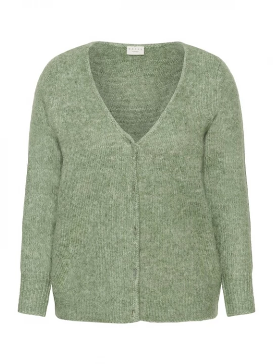 Foto van product KAFFE CURVE Gebreid vest 'KCMelani' groen gemêleerd