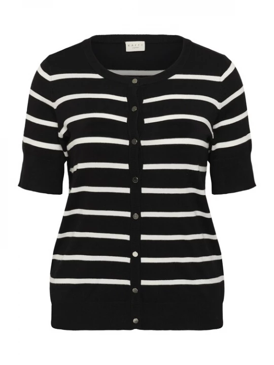 Foto van product KAFFE CURVE Gebreid vest 'Lizzy' zwart / offwhite