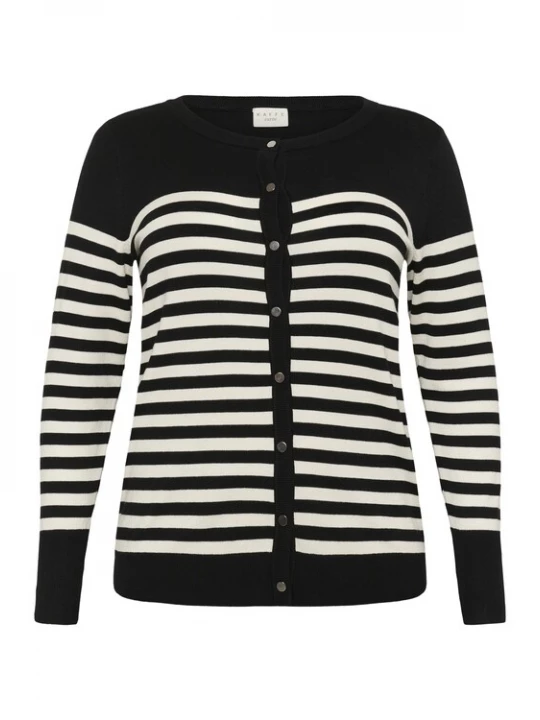 Foto van product KAFFE CURVE Gebreid vest 'Lizzy' zwart / wit