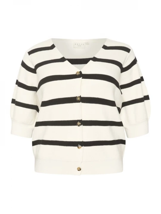 Foto van product KAFFE CURVE Gebreid vest 'Mela' beige / zwart