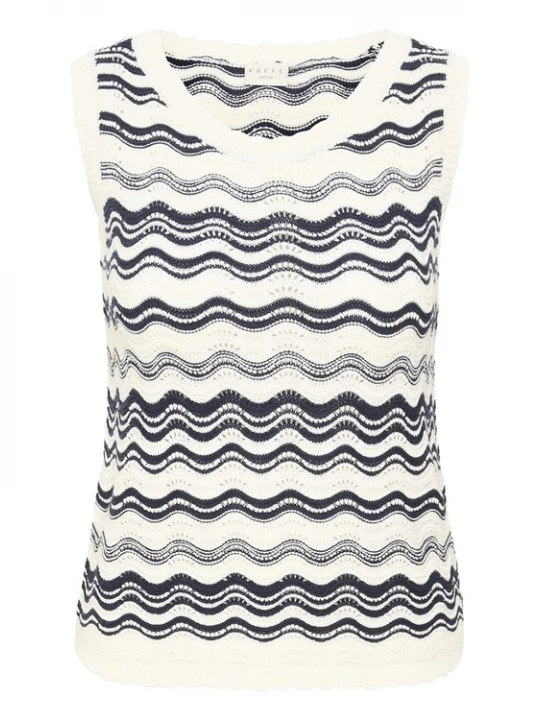 Foto van product KAFFE CURVE Gebreide top 'KCAnia' navy / wit