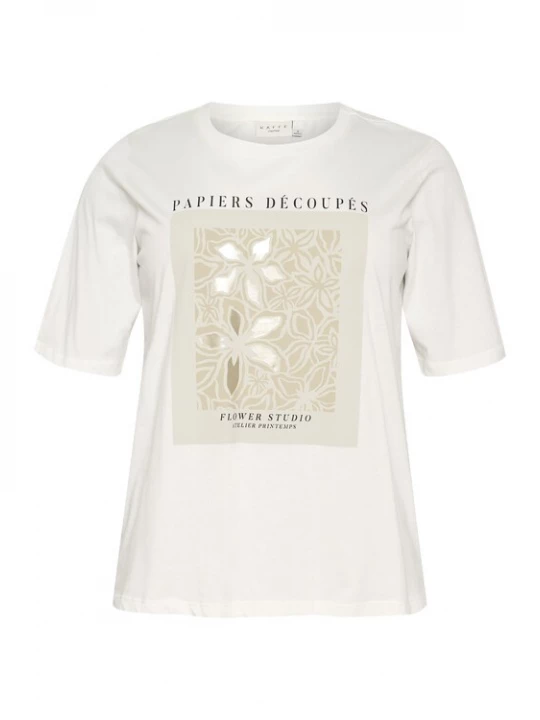 Foto van product KAFFE CURVE Shirt 'Fiona' beige / donkerbeige / zwart / wit