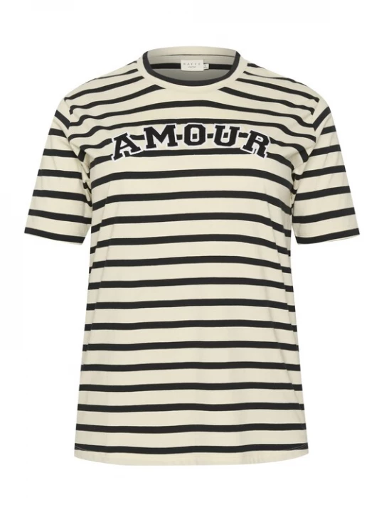 Foto van product KAFFE CURVE Shirt 'Hella' crème / zwart / wit