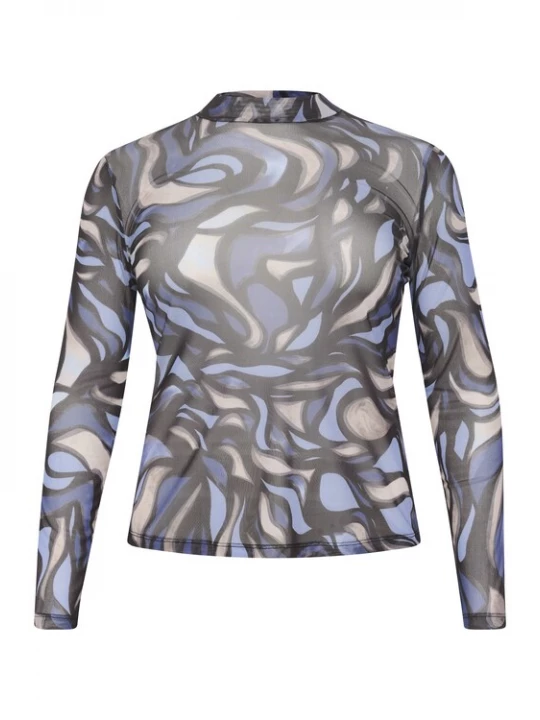 Foto van product KAFFE CURVE Shirt 'johanna' indigo / gemengde kleuren