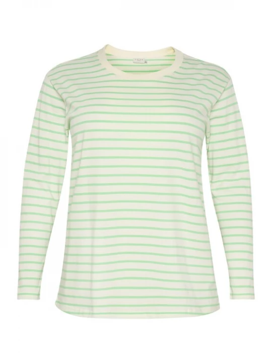 Foto van product KAFFE CURVE Shirt 'KC Winni' lichtgroen / wit