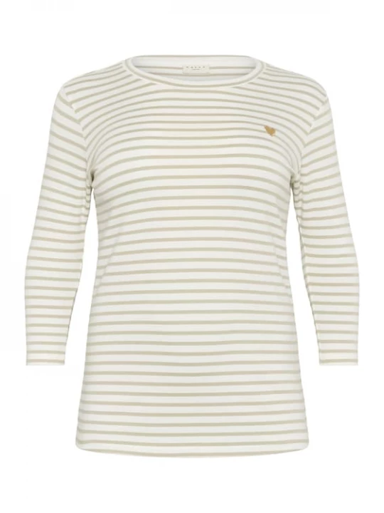 Foto van product KAFFE CURVE Shirt 'KCLia' donkerbeige / wit