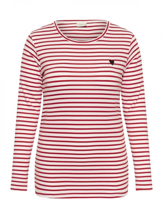 Foto van product KAFFE CURVE Shirt 'KCLia' donkerbruin / rood / wit
