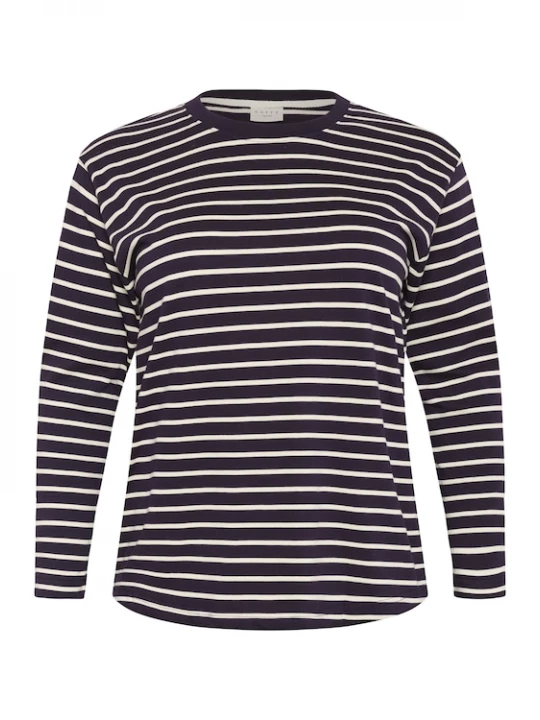 Foto van product KAFFE CURVE Shirt 'KCWinni' aubergine / wit