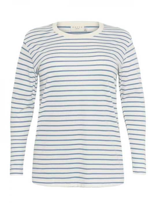 Foto van product KAFFE CURVE Shirt 'KCWinni' duifblauw / wit