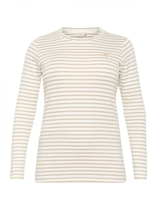 Foto van product KAFFE CURVE Shirt 'Lia' beige / abrikoos / wit