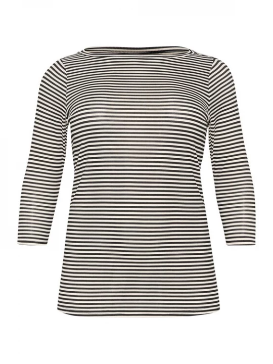 Foto van product KAFFE CURVE Shirt 'Malle' zwart / offwhite