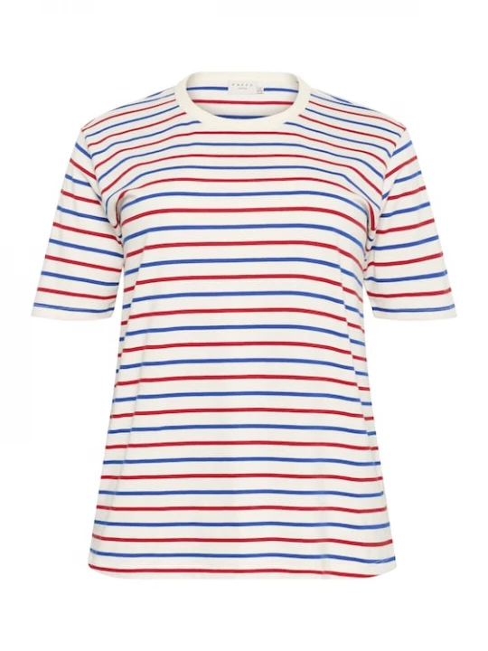 Foto van product KAFFE CURVE Shirt 'Winni' crème / donkerblauw / knalrood