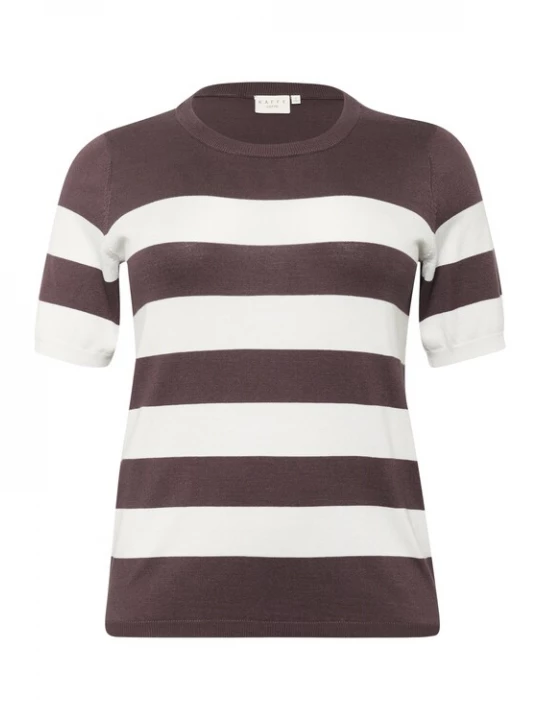 Foto van product KAFFE CURVE Trui 'KCLizzy' donkerbruin / offwhite