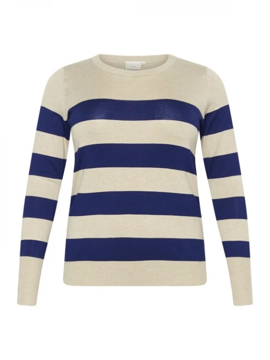 Foto van product KAFFE CURVE Trui 'Lizzy' beige / donkerblauw