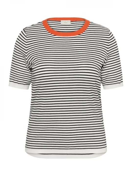 Foto van product KAFFE CURVE Trui 'Lizzy' rood / zwart / eierschaal