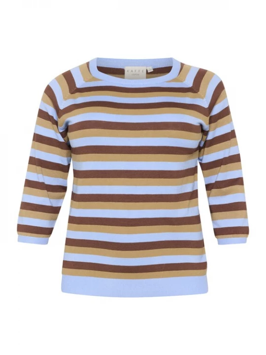Foto van product KAFFE CURVE Trui 'Tilda' beige / hemelsblauw / bruin