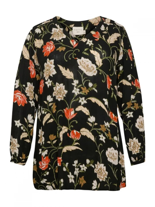 Foto van product KAFFE CURVE Tuniek beige / olijfgroen / lichtrood / zwart
