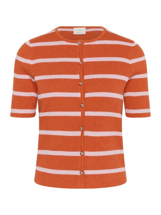 Foto van product Kaffe Gebreid vest 'KAMorita' oranje / wit