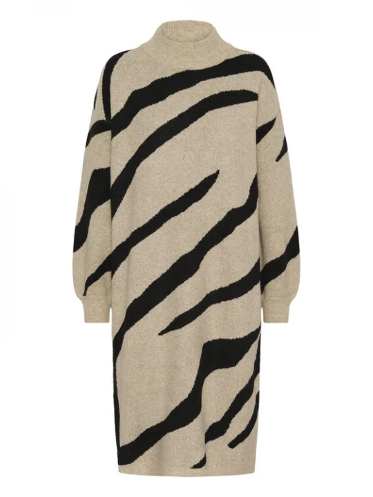 Foto van product Kaffe Gebreide jurk 'KAWilma' beige / zwart