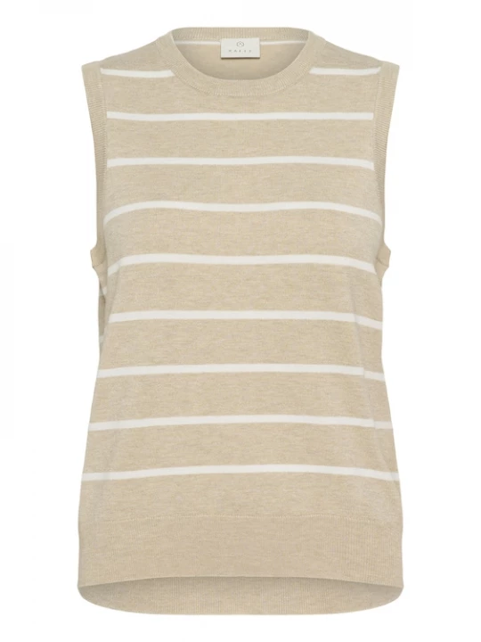 Foto van product Kaffe Gebreide top 'Lizza' beige gemêleerd / wit