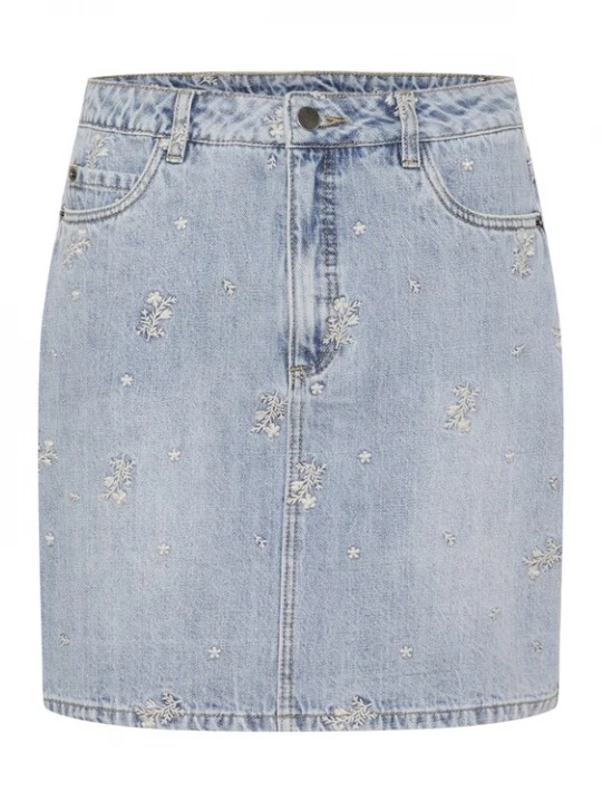 Foto van product Kaffe Rok 'Babeth' blauw denim / wit
