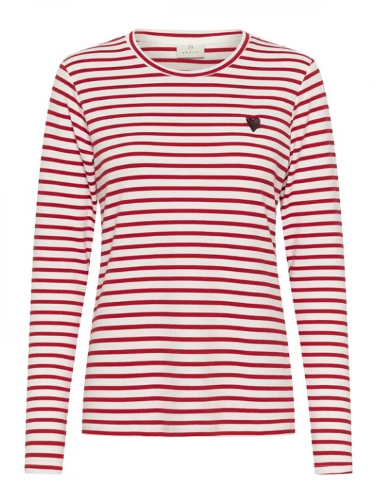 Foto van product Kaffe Shirt 'KALiddy' donkerbruin / rood / wit