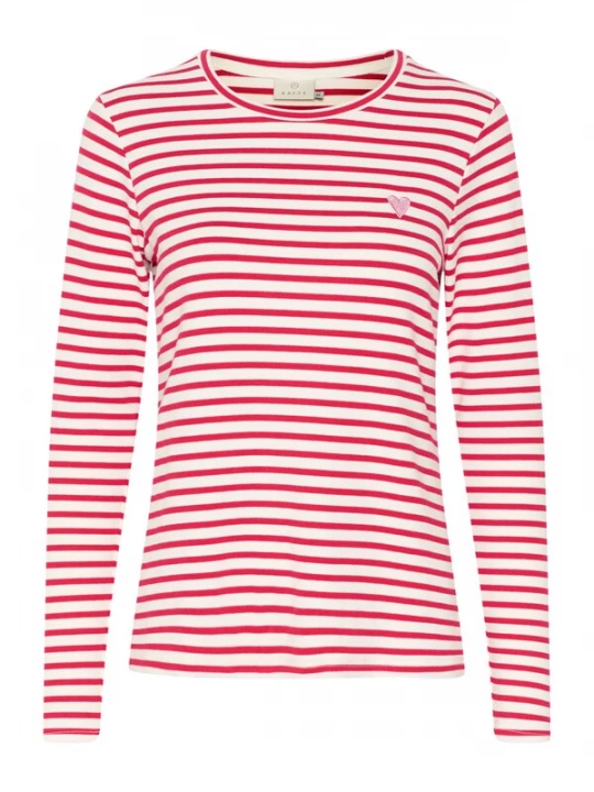 Foto van product Kaffe Shirt 'KALiddy' donkerroze / wit