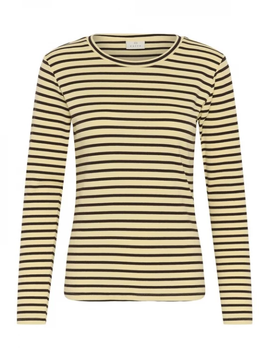 Foto van product Kaffe Shirt 'Liddy' pasteelgeel / zwart