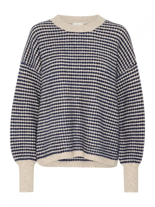 Foto van product Kaffe Trui 'KA Ellery' taupe / donkerblauw
