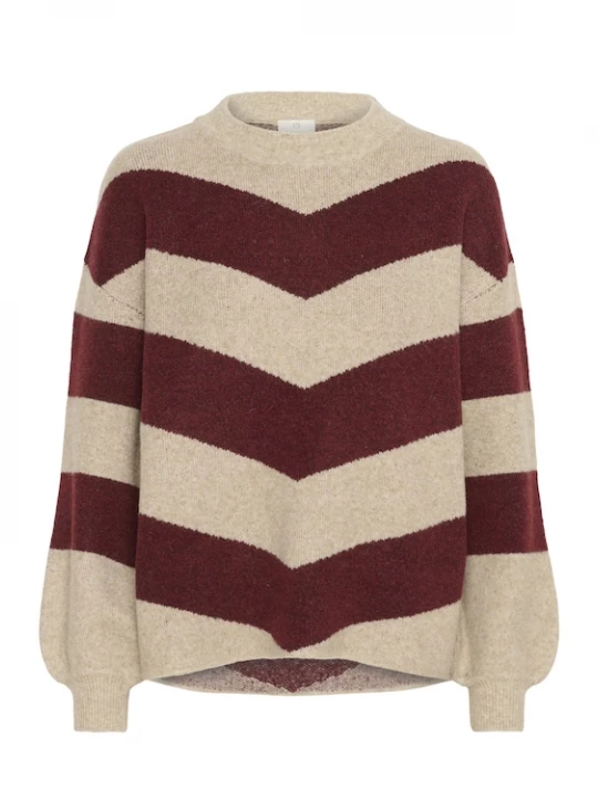 Foto van product Kaffe Trui 'KAVerana' beige gemêleerd / donkerrood