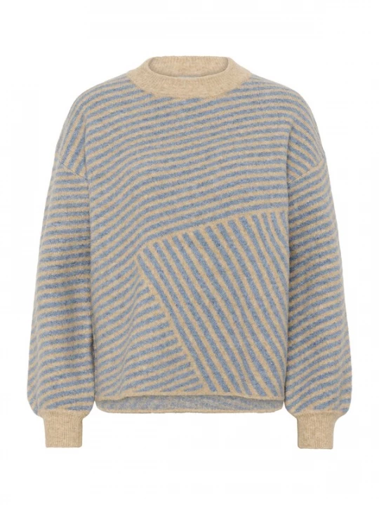 Foto van product Kaffe Trui 'KAVerana' beige / royal blue / koningsblauw