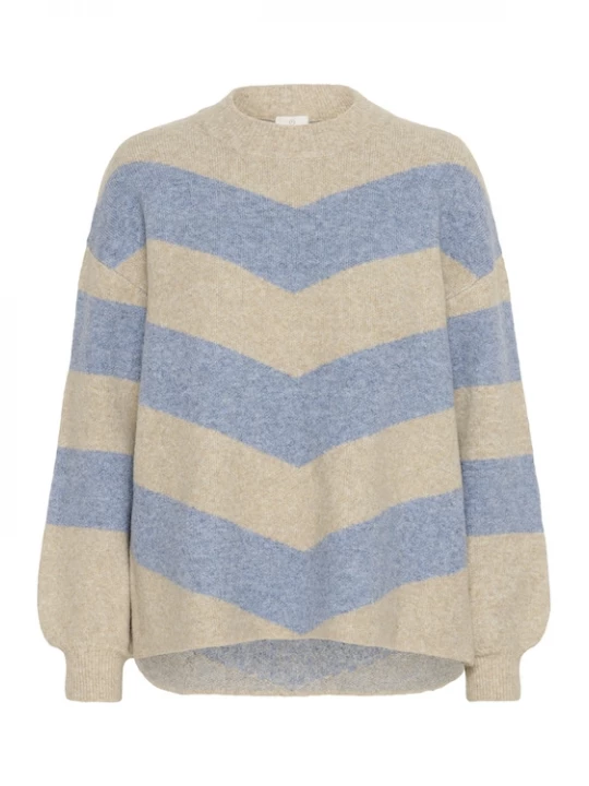 Foto van product Kaffe Trui 'Verana' beige gemêleerd / lichtblauw
