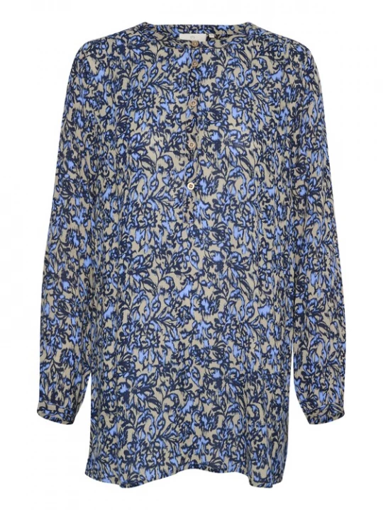 Foto van product Kaffe Tuniek 'Amber' blauw / citroengeel / grijs / zwart