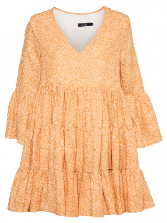 Foto van product KAN Jurk 'Freesia' oranje / wit
