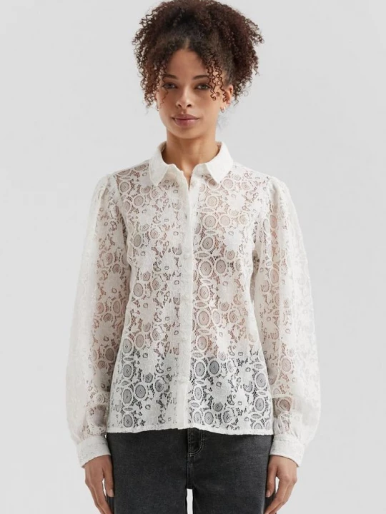 Foto van product Kanten blouse met knoopsluiting QS crème