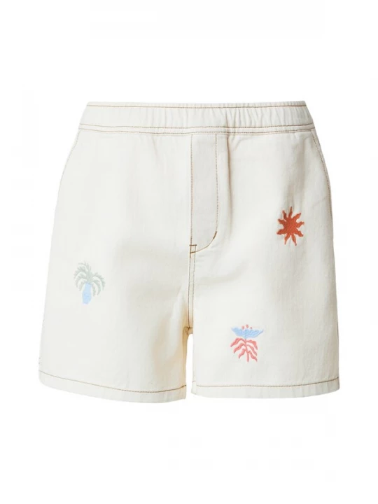Foto van product Kaotiko Broek 'CARPENTER PARADISE IVORY' ivoor / lichtblauw / rood