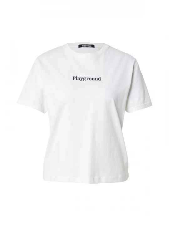 Foto van product Kaotiko Shirt 'NAUGHTY PUPPIES' donkerbruin / citroen / zwart / wit