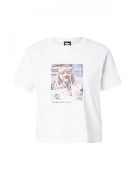 Foto van product Kaotiko Shirt 'PAWS & RELAX' hemelsblauw / lichtbruin / kreeft / wit