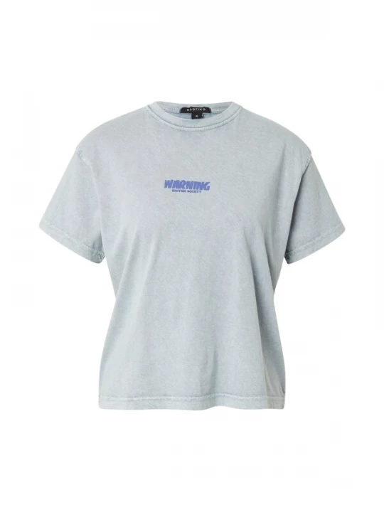 Foto van product Kaotiko Shirt 'WARNING' royal blue / koningsblauw / cyaan blauw / duifblauw / zwart