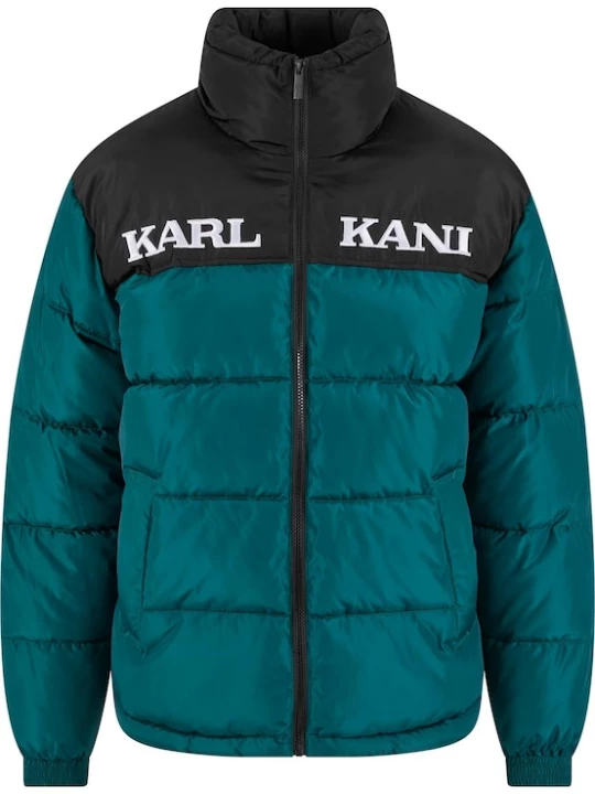 Foto van product Karl Kani Tussenjas 'Retro Essential' smaragd / zwart / wit