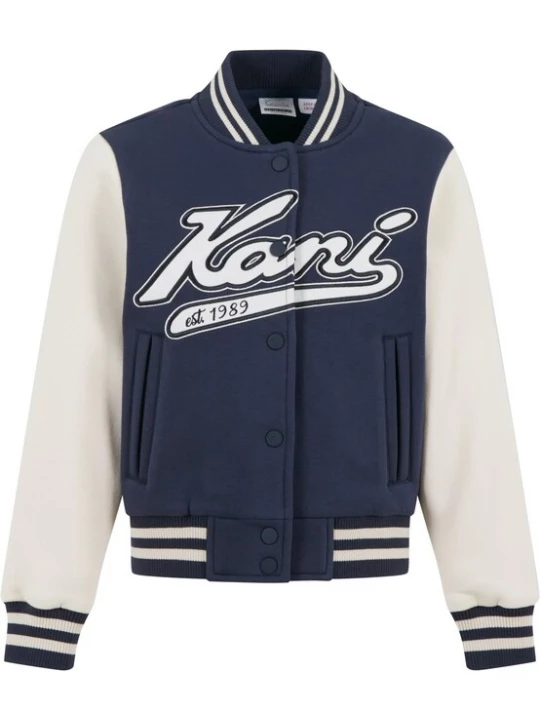 Foto van product Karl Kani Tussenjas 'Varsity' donkerblauw / wit / natuurwit